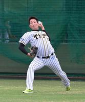 　キャッチボールする岩崎