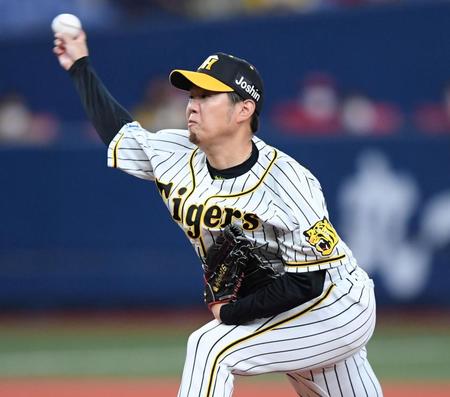 　先発し投げ込む西勇（撮影・田中太一）