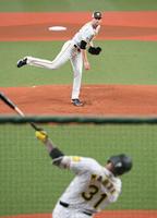 　シート打撃でマルテに投げるガンケル（撮影・田中太一）