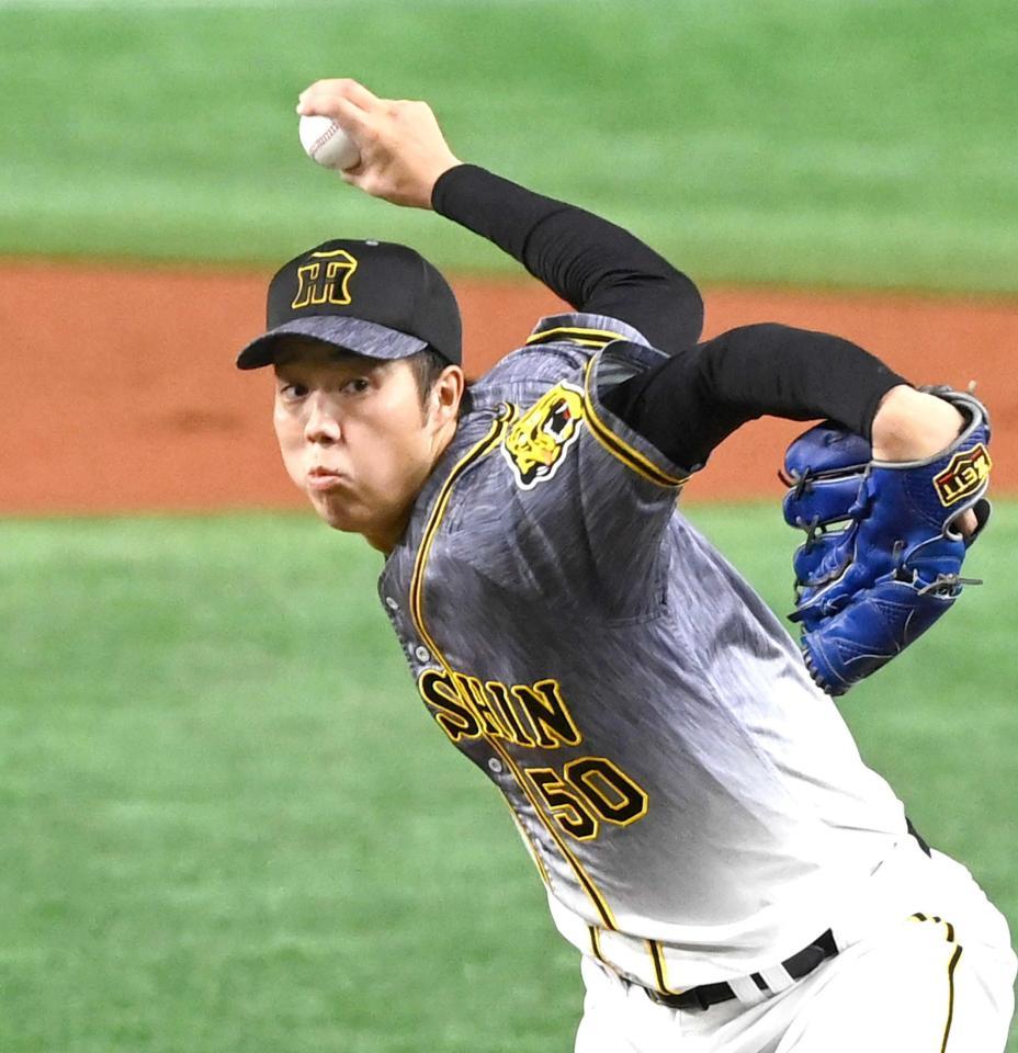 　先発し力投する青柳（撮影・飯室逸平）