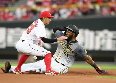 　１回、二盗を決めるロハス