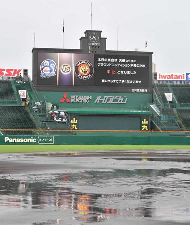 　雨天のため、阪神対中日戦は中止に