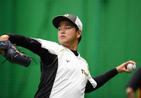キャッチボールで調整する高橋＝甲子園（撮影・田中太一）
