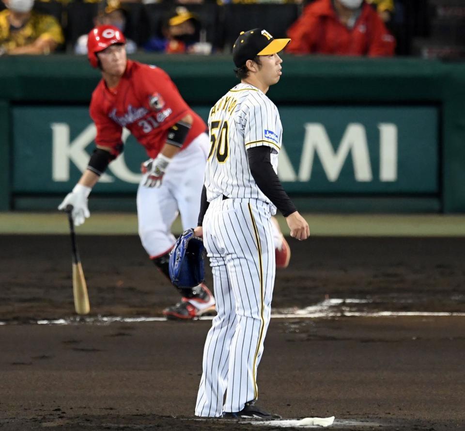 　１回、青柳は坂倉に先制適時二塁打を許す（撮影・山口登）