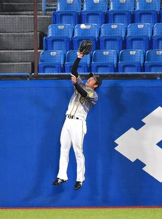 １回、オスナの打球を好捕する近本（撮影・西岡正）