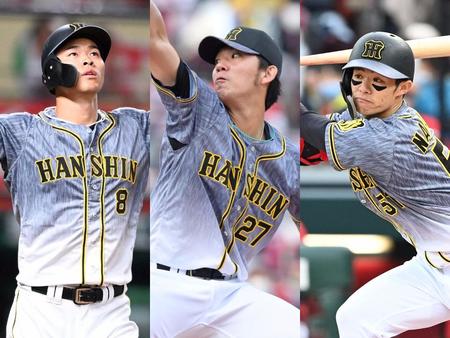 　チームに新風を吹き込んだ佐藤輝（左）伊藤将（中央）中野