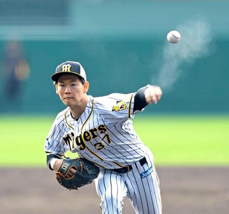　ロジンの粉を飛ばしながら投球する及川（撮影・高部洋祐）