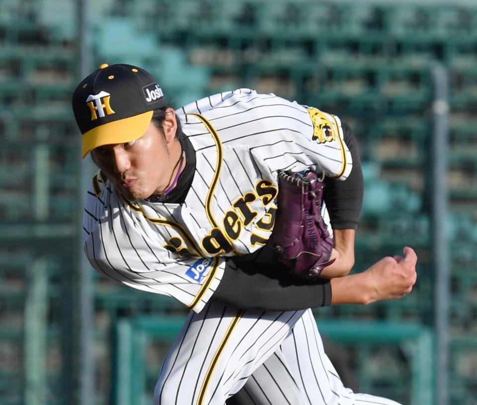 　１イニングに登板した藤浪（撮影・佐々木彰尚）