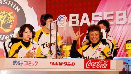 　「ｅＢＡＳＥＢＡＬＬプロスピＡリーグ」２０２１シーズンの開幕カードで３連勝を飾った阪神代表チームの桧山監督
