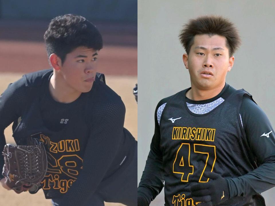 　１軍キャンプに内定している鈴木（左）と桐敷