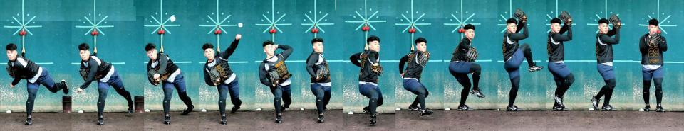 　鈴木の投球連続写真（球団提供）