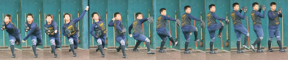 　桐敷の投球連続写真（球団提供）