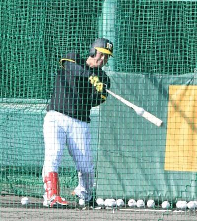 打撃練習をする前川（撮影・石井剣太郎）