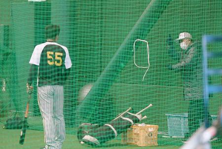 　陽川（左）を指導する藤田氏