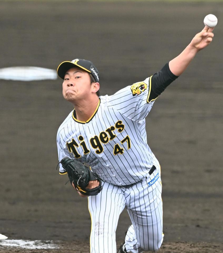 　中日打線相手に力投する桐敷（撮影・飯室逸平）
