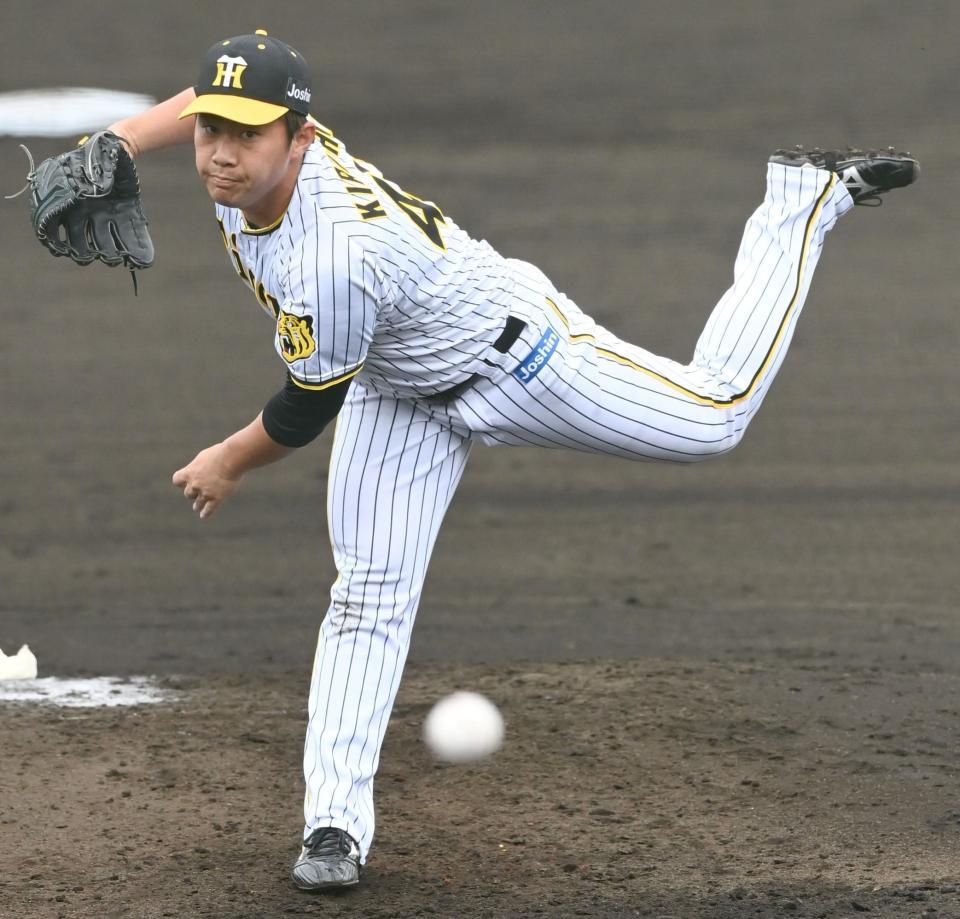 　中日打線相手に力投する桐敷（撮影・飯室逸平）