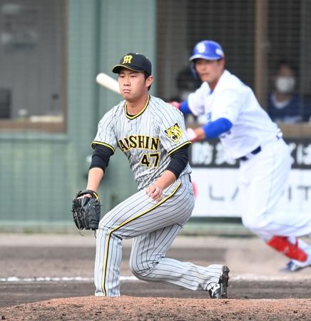 ７回、山下に勝ち越しタイムリーを打たれる桐敷（撮影・飯室逸平）