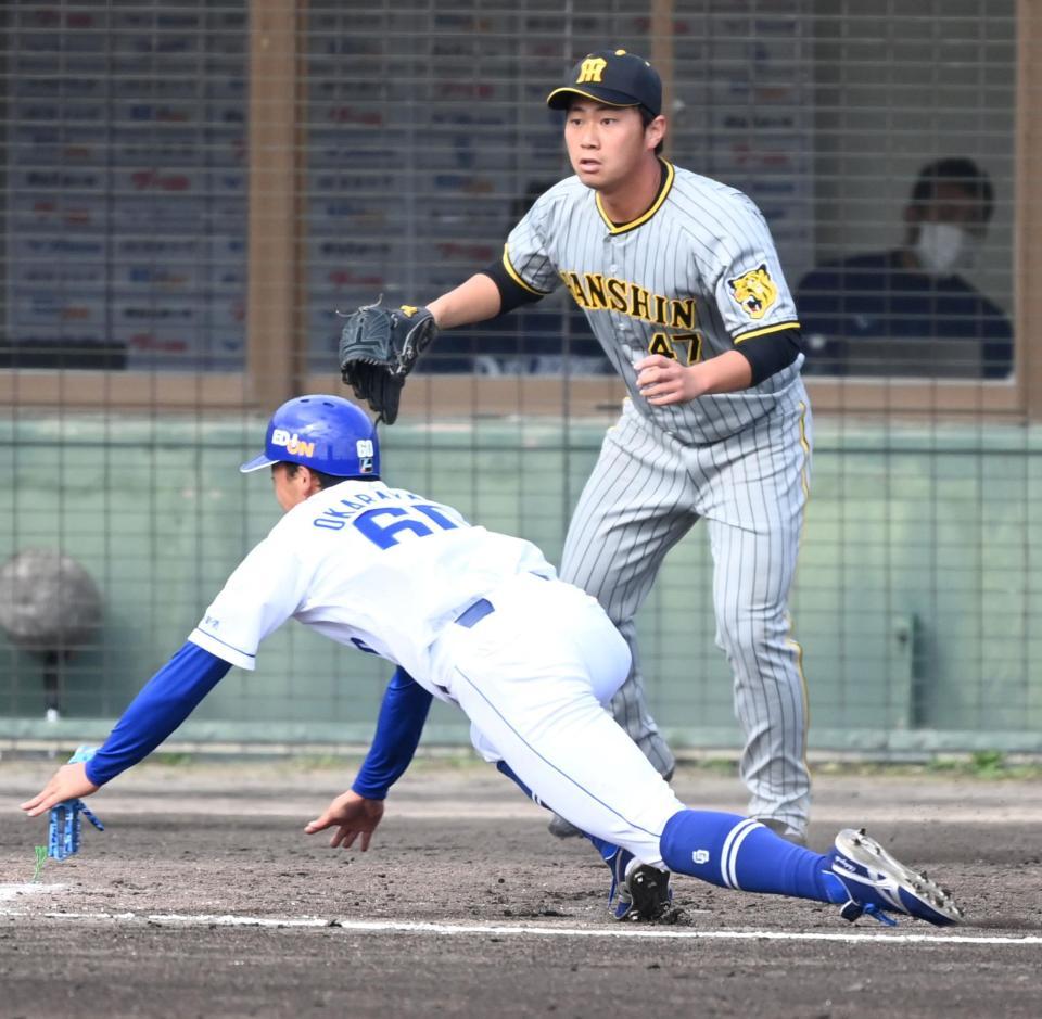 ７回、岡林に勝ち越しの生還を許す桐敷（撮影・飯室逸平）