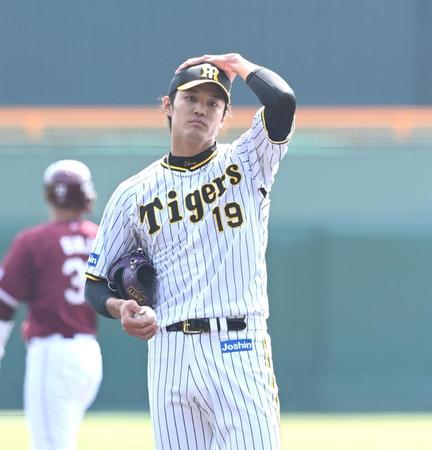 １回、冴えない表情の藤浪（撮影・飯室逸平）