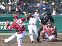 　４回、２ランを放つ糸井（撮影・高部洋祐）