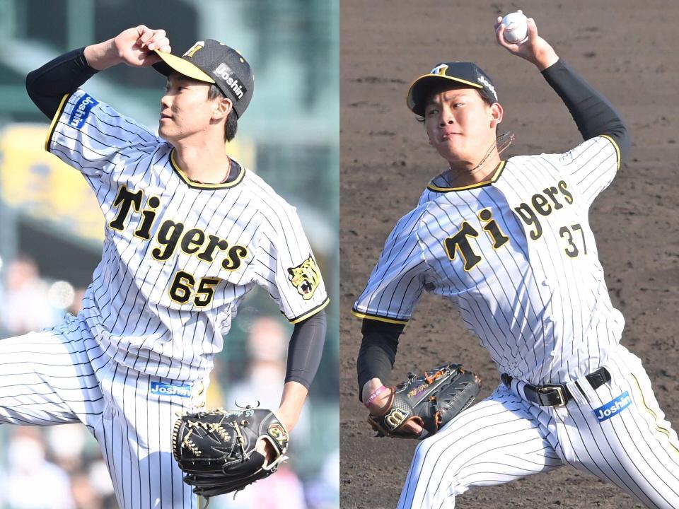 　力投する湯浅（左）と及川