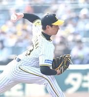 　７回、好リリーフを見せる岩崎（撮影・飯室逸平）