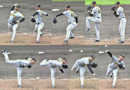 　ウエスタン・オリックス戦で来日初の連投を試したケラーの投球の連続写真