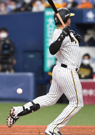 　５回、死球を受けるマルテ（撮影・北村雅宏）