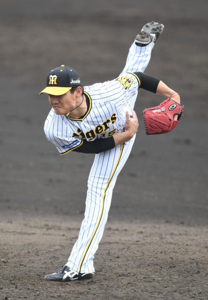 ５回２安打無失点と好投した西純＝鳴尾浜球場（撮影・石井剣太郎）