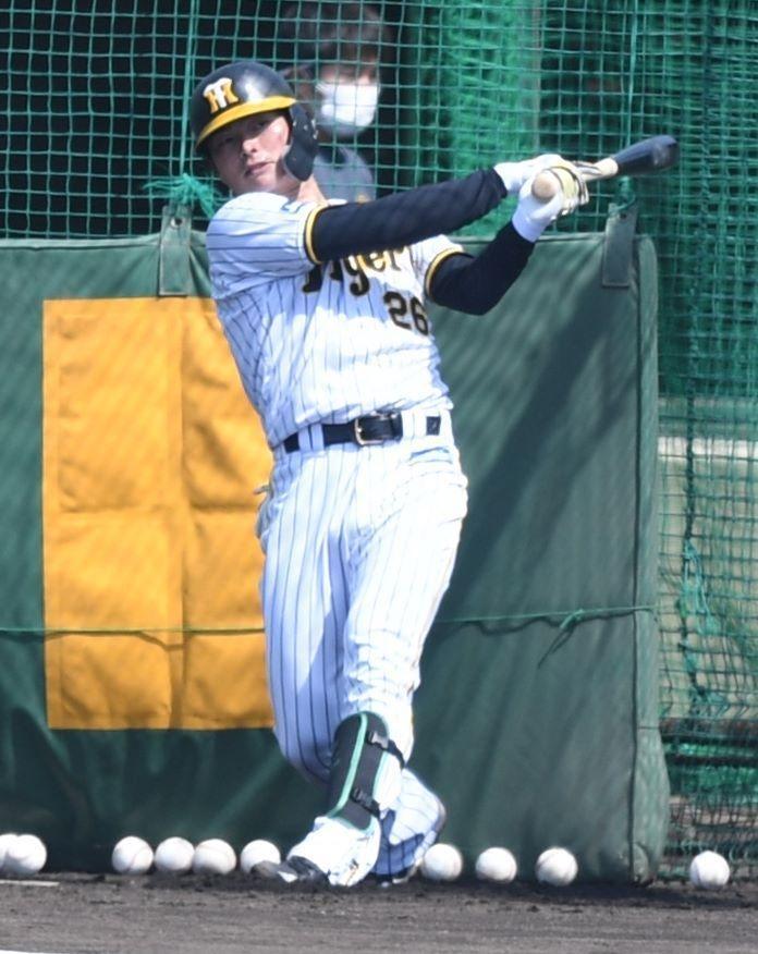 　打撃練習する北條（撮影・石井剣太郎）