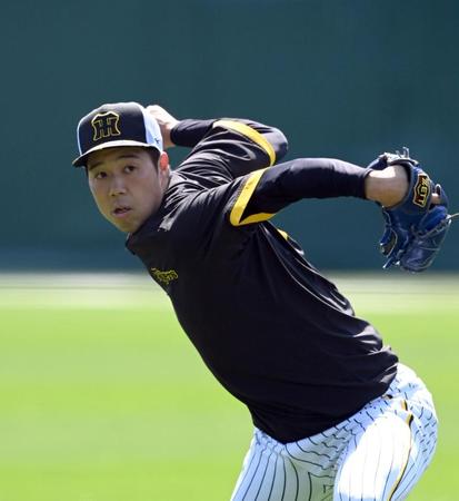 　キャッチボールする青柳（撮影・山口登）