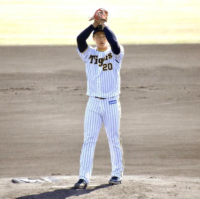 阪神・ドラ１森木　８割の力で“うなる”１５２キロ　シート打撃でプロ初ワインドアップ