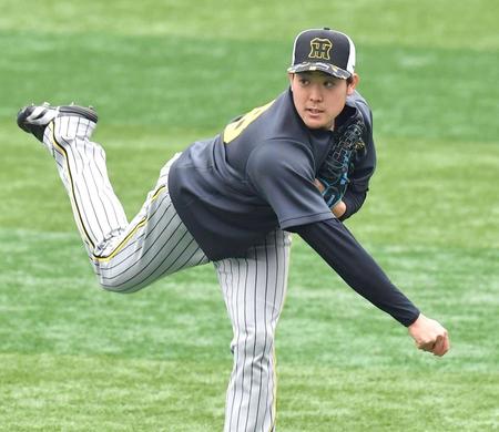 　今季初先発に向けて調整する斎藤