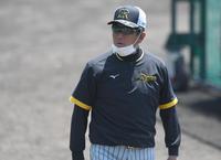 　練習を見守る阪神・平田２軍監督（撮影・石井剣太郎）