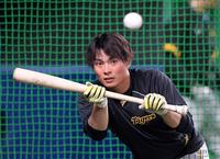 　１軍に合流し練習する北條（撮影・山口登）