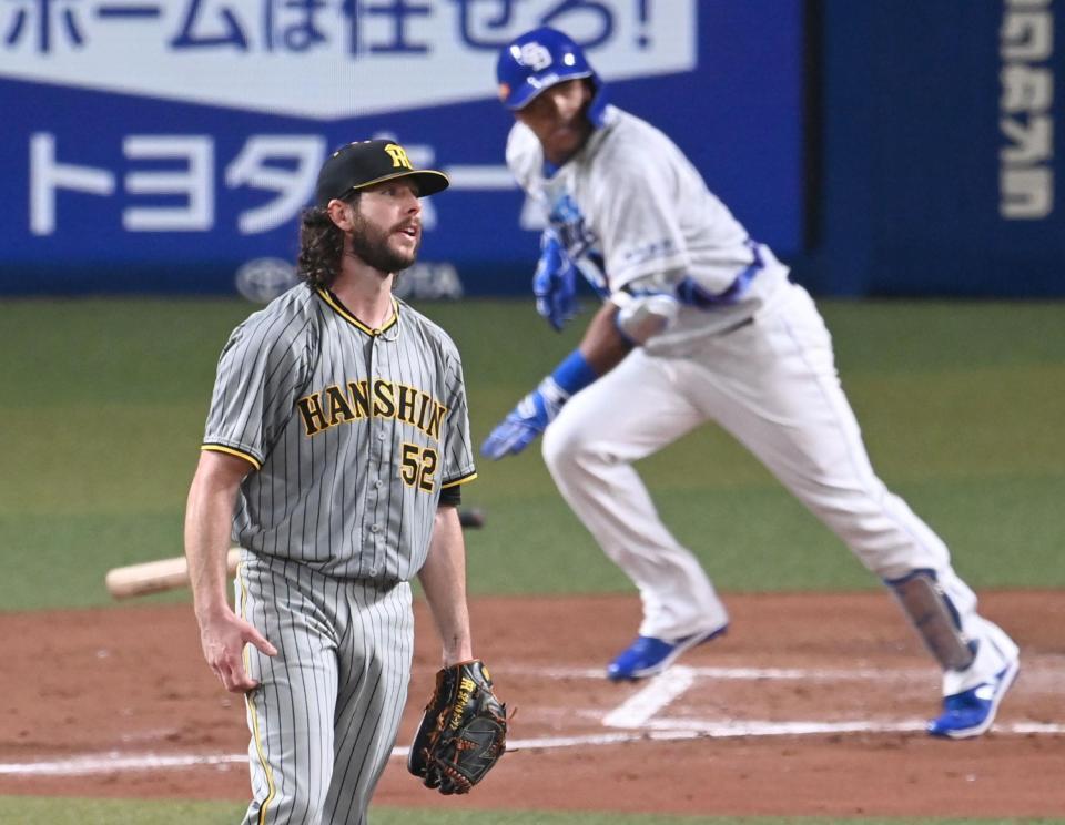 ３回、ビシエドに勝ち越し打を許すウィルカーソン（撮影・田中太一）