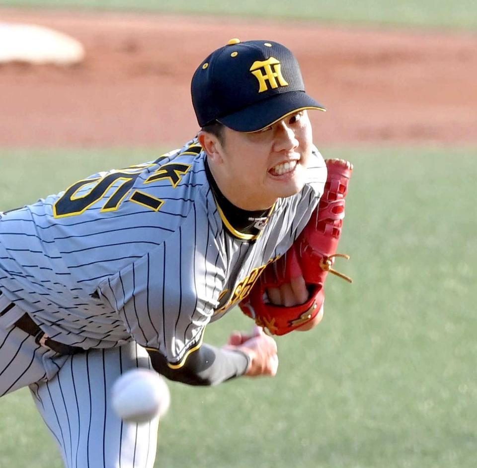 　先発で力投する才木（撮影・高部洋祐）