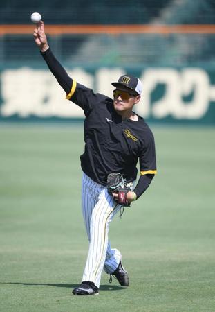 　キャッチボールをする秋山（撮影・石井剣太郎）