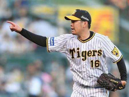 　１回、野間から三振を奪う西勇（撮影・田中太一）