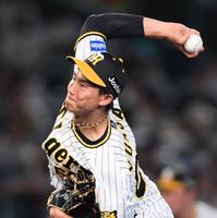 　８回を無失点に抑える湯浅（撮影・田中太一）