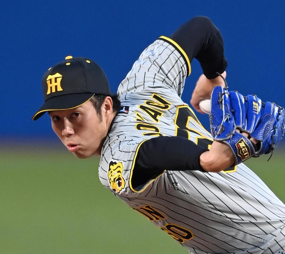 ヤクルト打戦相手に力投する青柳（撮影・飯室逸平）