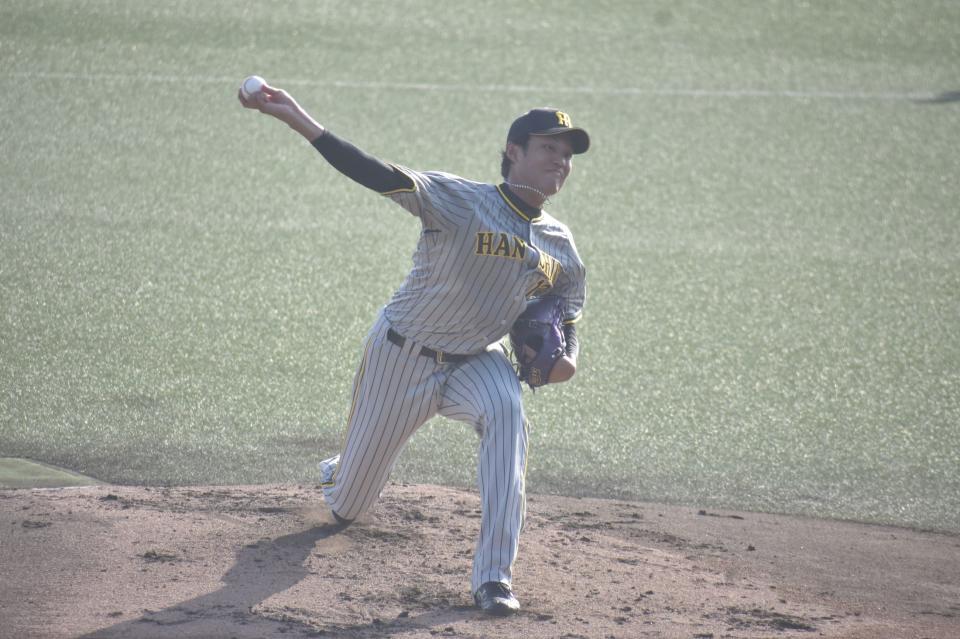 　中１２日で先発し、力投する藤浪