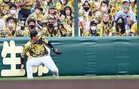 　２回、陽川は高橋周の打球を後逸する（撮影・山口登）