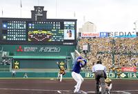 　甲子園のマウンドに帰ってきた才木（撮影・田中太一）