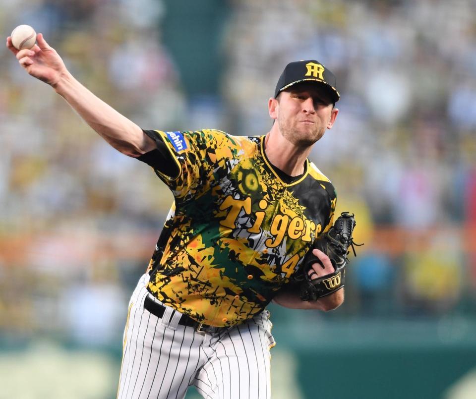 　先発し、投げ込むガンケル（撮影・田中太一）