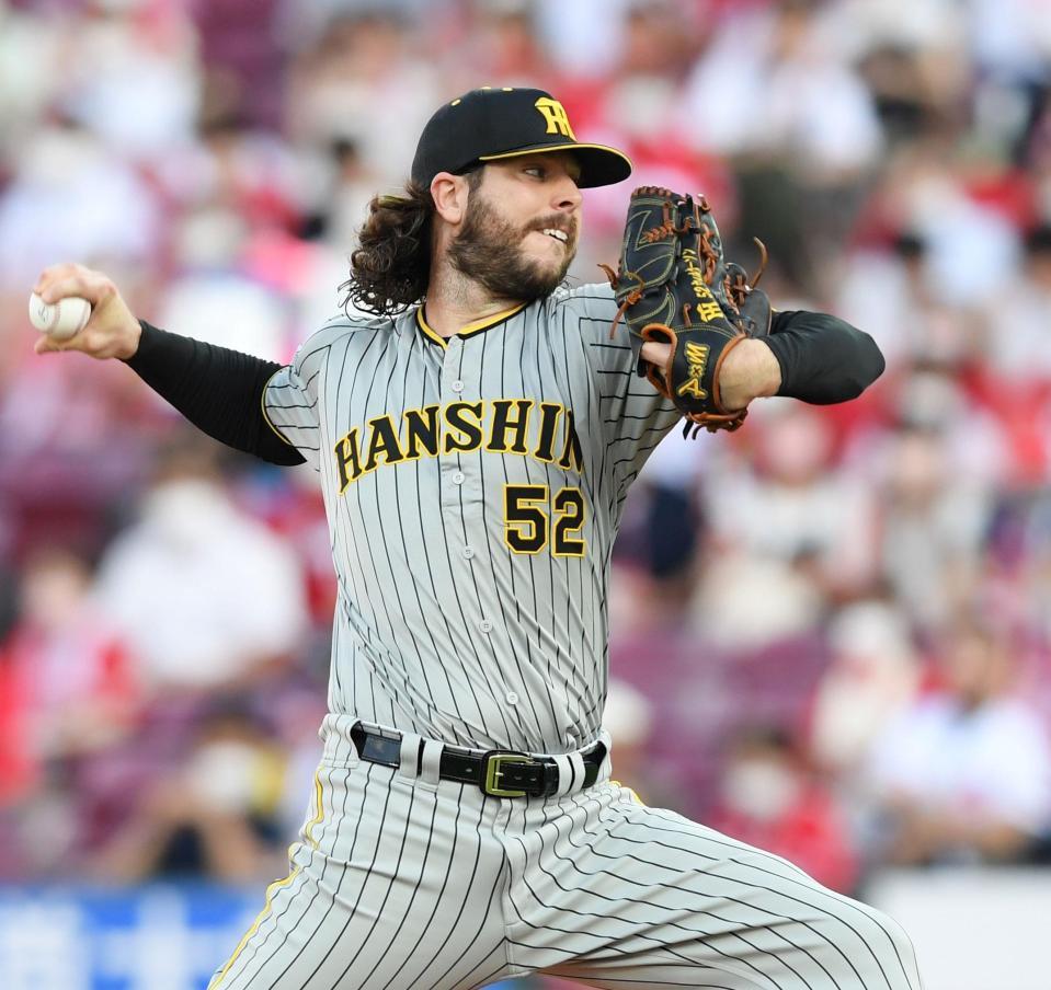 　先発し、投げ込むウィルカーソン（撮影・田中太一）