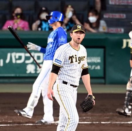 　４回、ガンケルは大和を打ち取る（撮影・山口登）