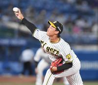 　力投する阪神・森木（撮影・金田祐二）