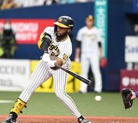 　１回、先制の押し出し四球を選ぶロハス（撮影・飯室逸平）