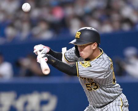 　３回、バントを失敗する島田（撮影・田中太一）